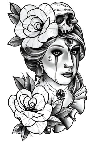 Crying Woman - Boston Temporary Tattoos