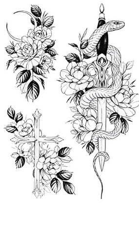 Snake on Sword - Boston Temporary Tattoos