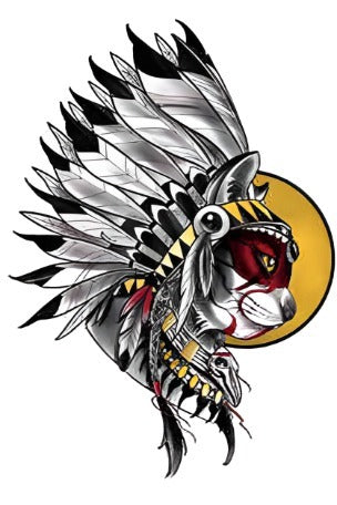 Cat in Headdress - Boston Temporary Tattoos